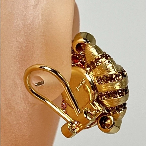 Kate Spade Gold and Red-Pink Earrings NWT Dust Bag Included - Picture 5 of 8
